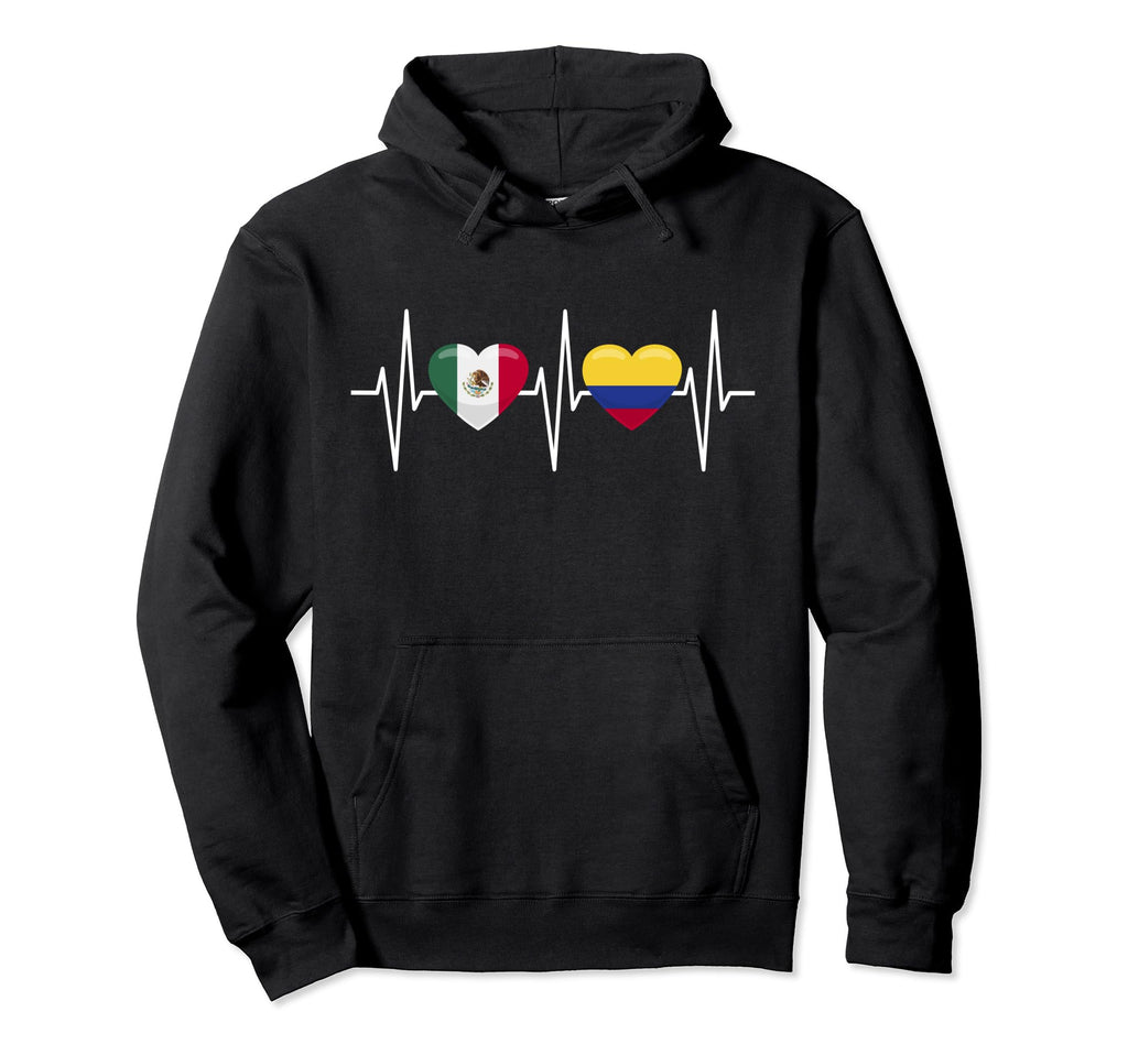 Mexico Colombia Heartbeat Mexico Hoodie - Casual Everyday Wear Unisex
