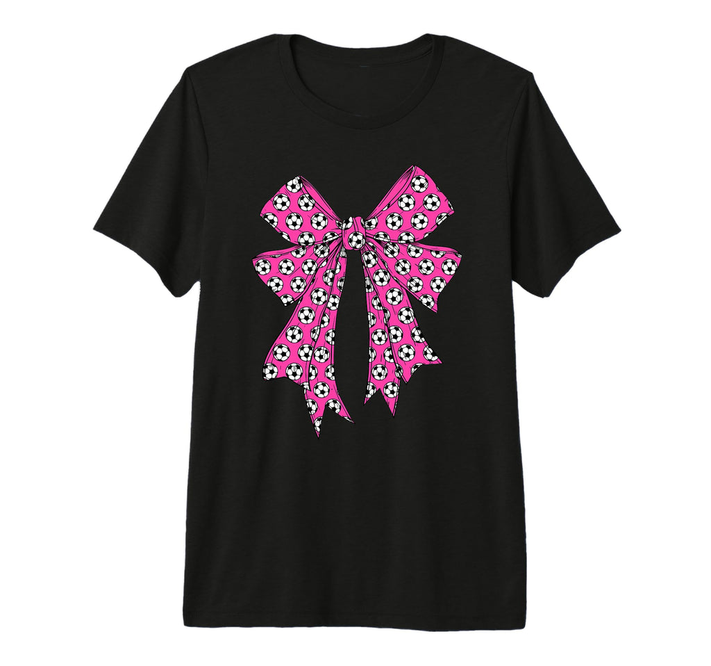 Soccer Ball Coquette Bow Soccer T-Shirt - Casual Everyday Wear for Adults
