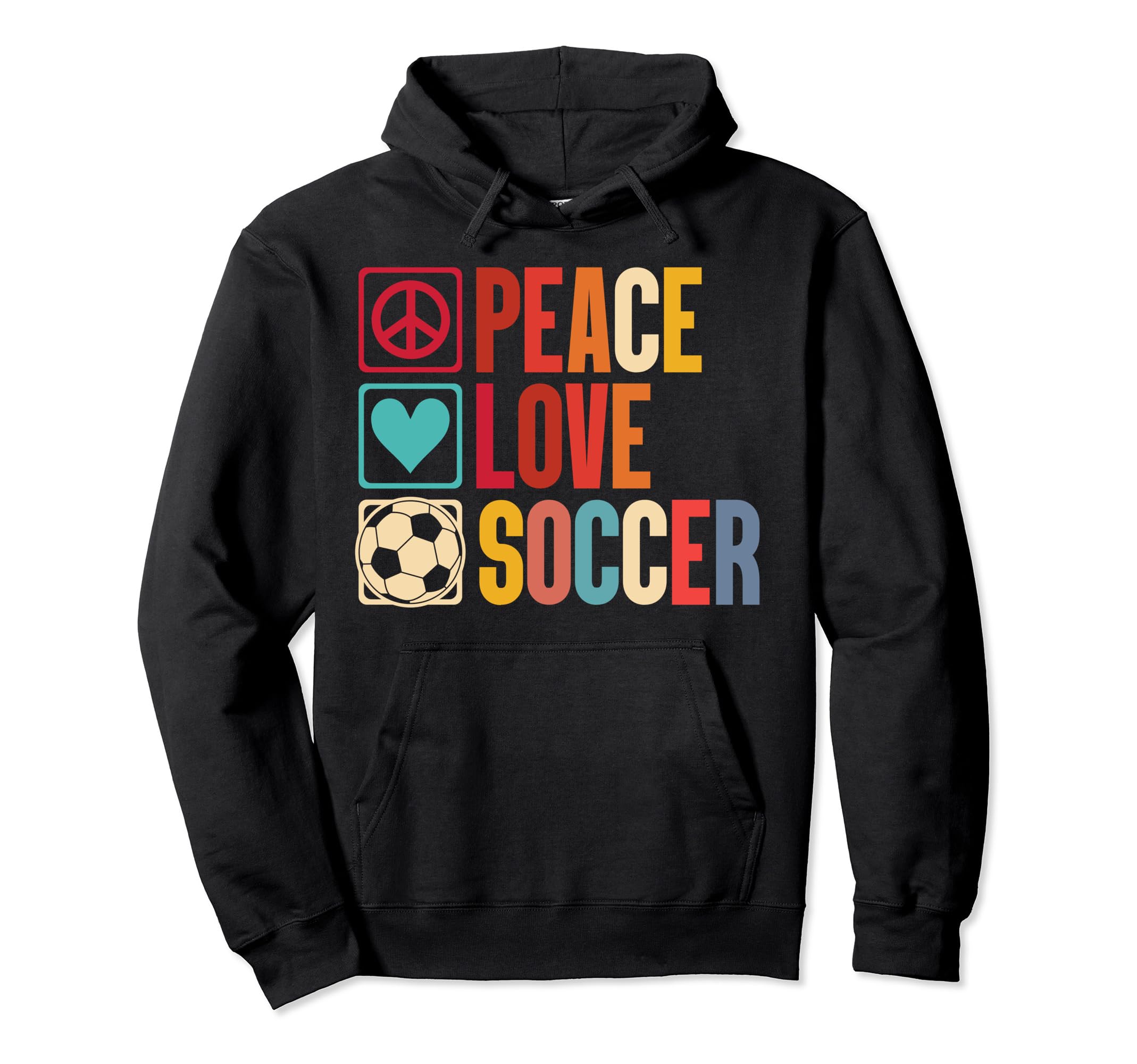 Soccer Enthusiasts Peace Love Fans Hoodie - Graphic Print Men Women