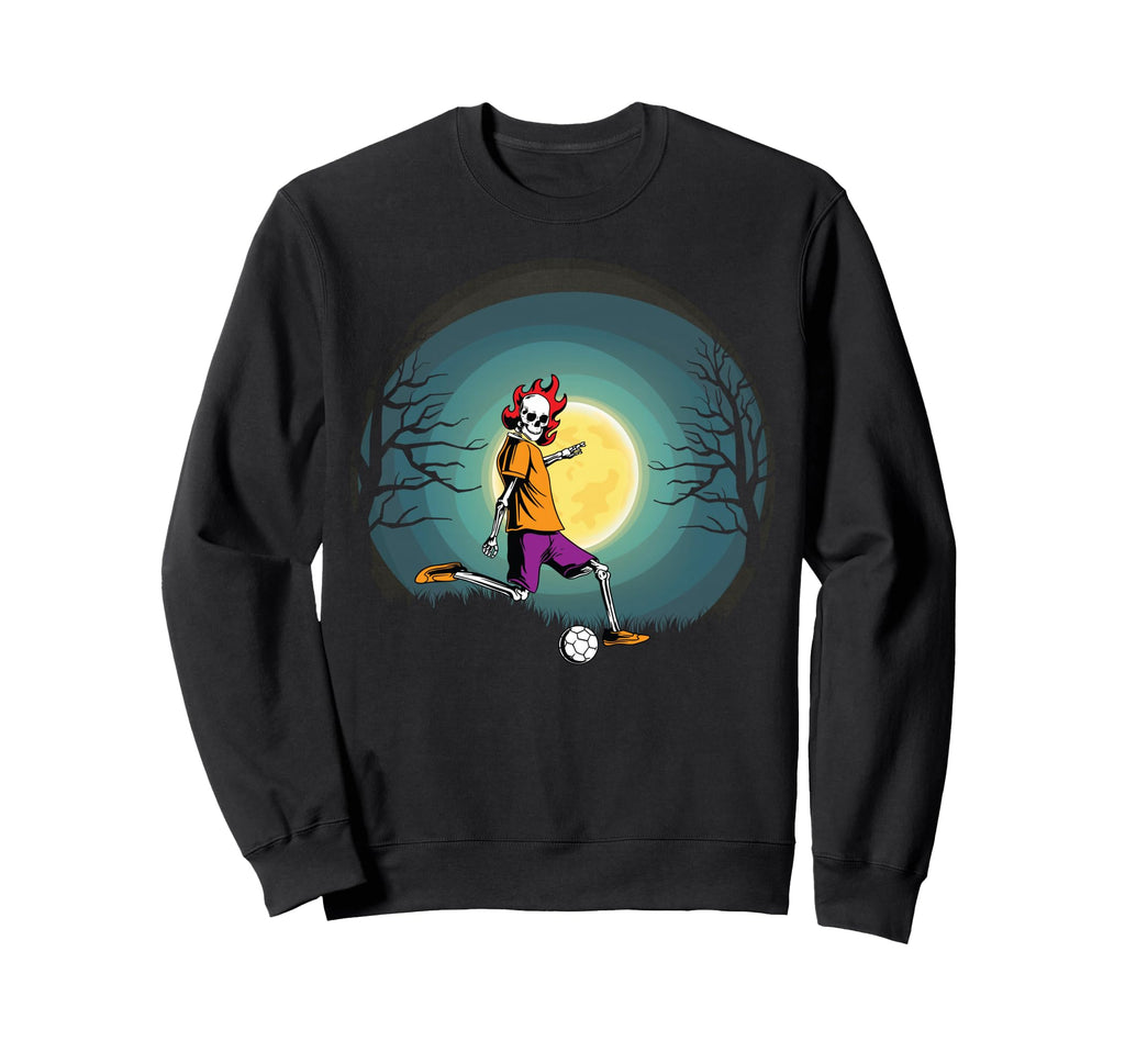 Skeleton Soccer Coach Fan Halloween Sweatshirt - Graphic Print Men Women