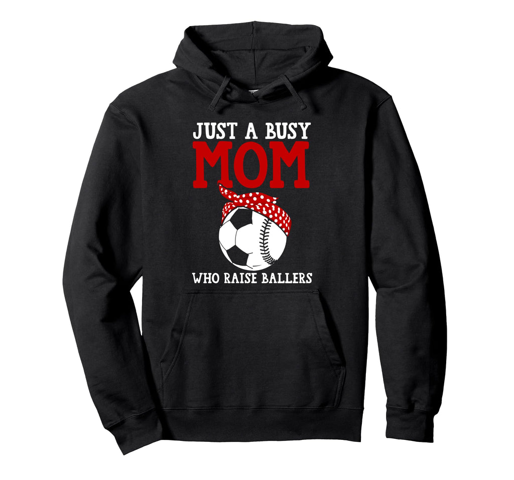 Just Busy Mom Who Raise Ballers Baseball Hoodie - Minimalist Print Unisex