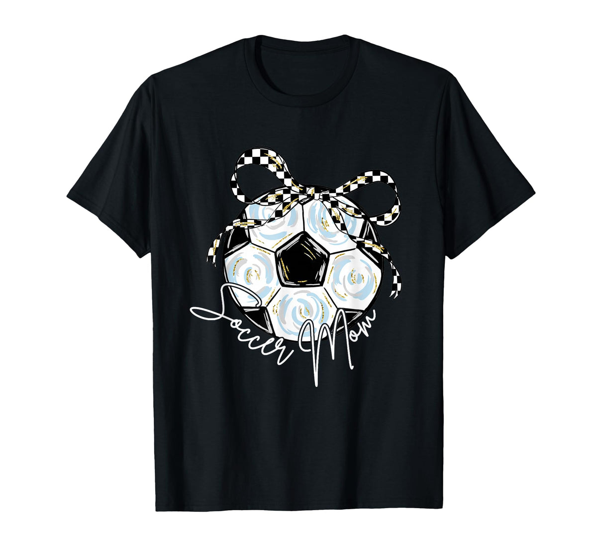 2 Sided Soccer Mom Mama Checkered T-Shirt - Casual Everyday Wear Men Women