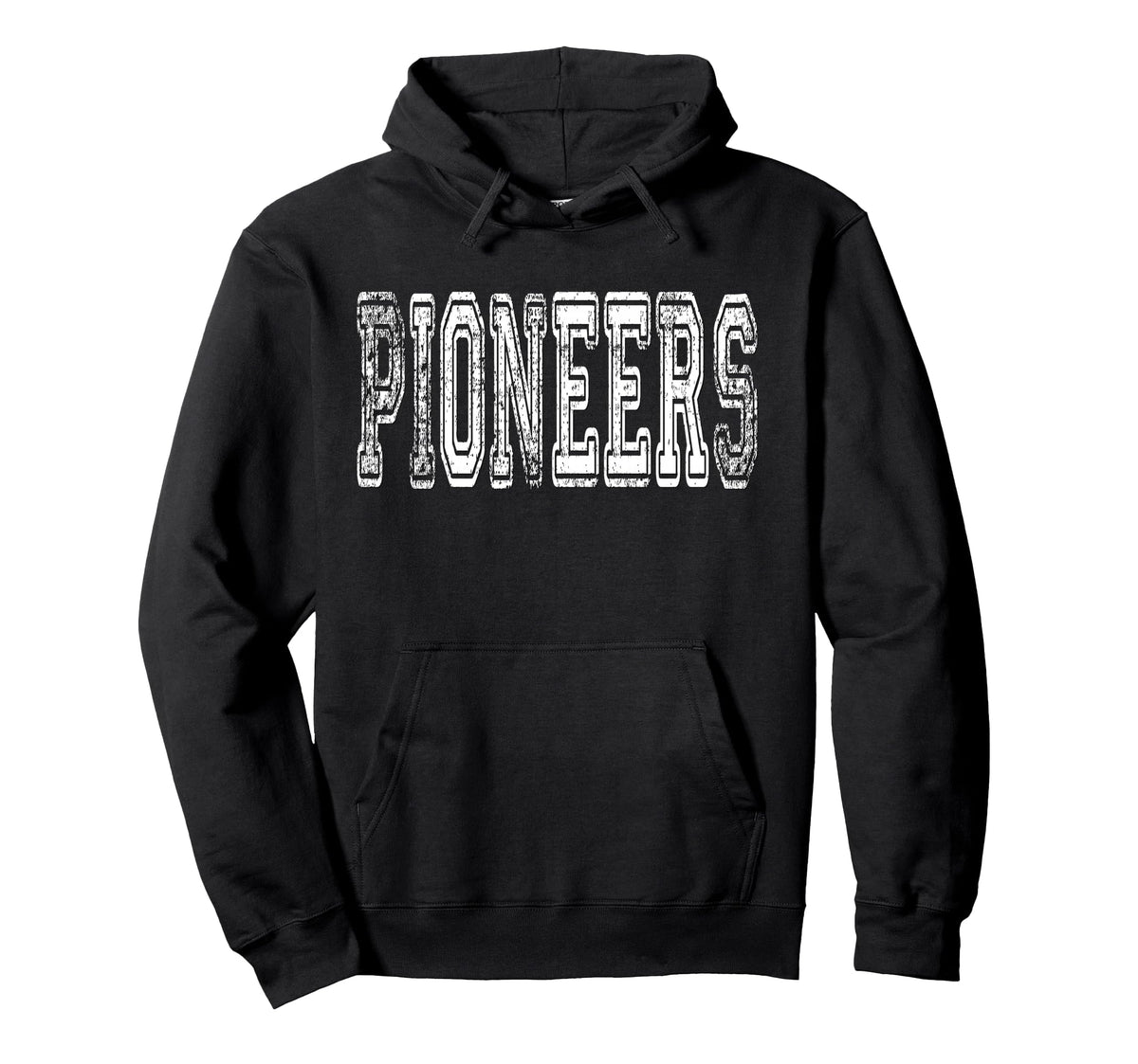 Pioneers Mascot Distressed School Sports Hoodie - Graphic Print Men Women