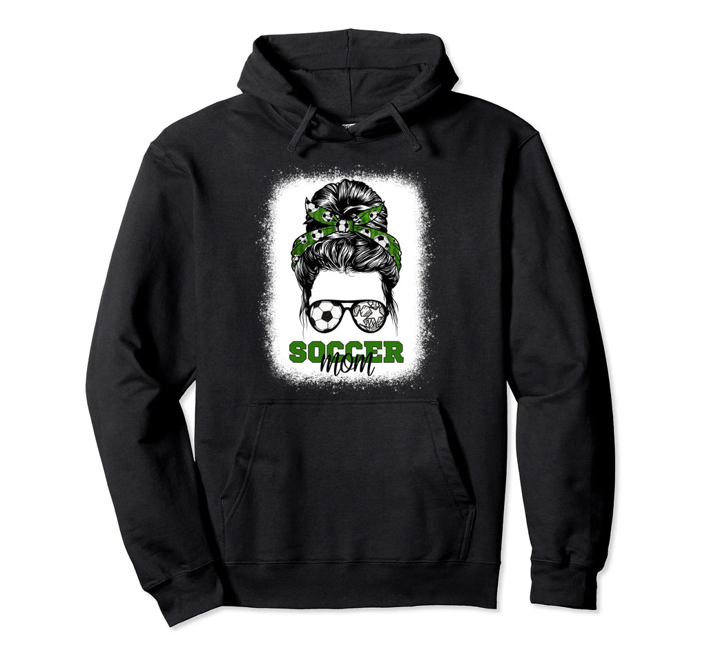 Soccer Mom Bleached Messy Bun Mothers Hoodie - Graphic Print for Adults