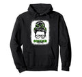 Soccer Mom Bleached Messy Bun Mothers Hoodie - Graphic Print for Adults
