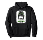 Soccer Mom Bleached Messy Bun Mothers Hoodie - Graphic Print for Adults