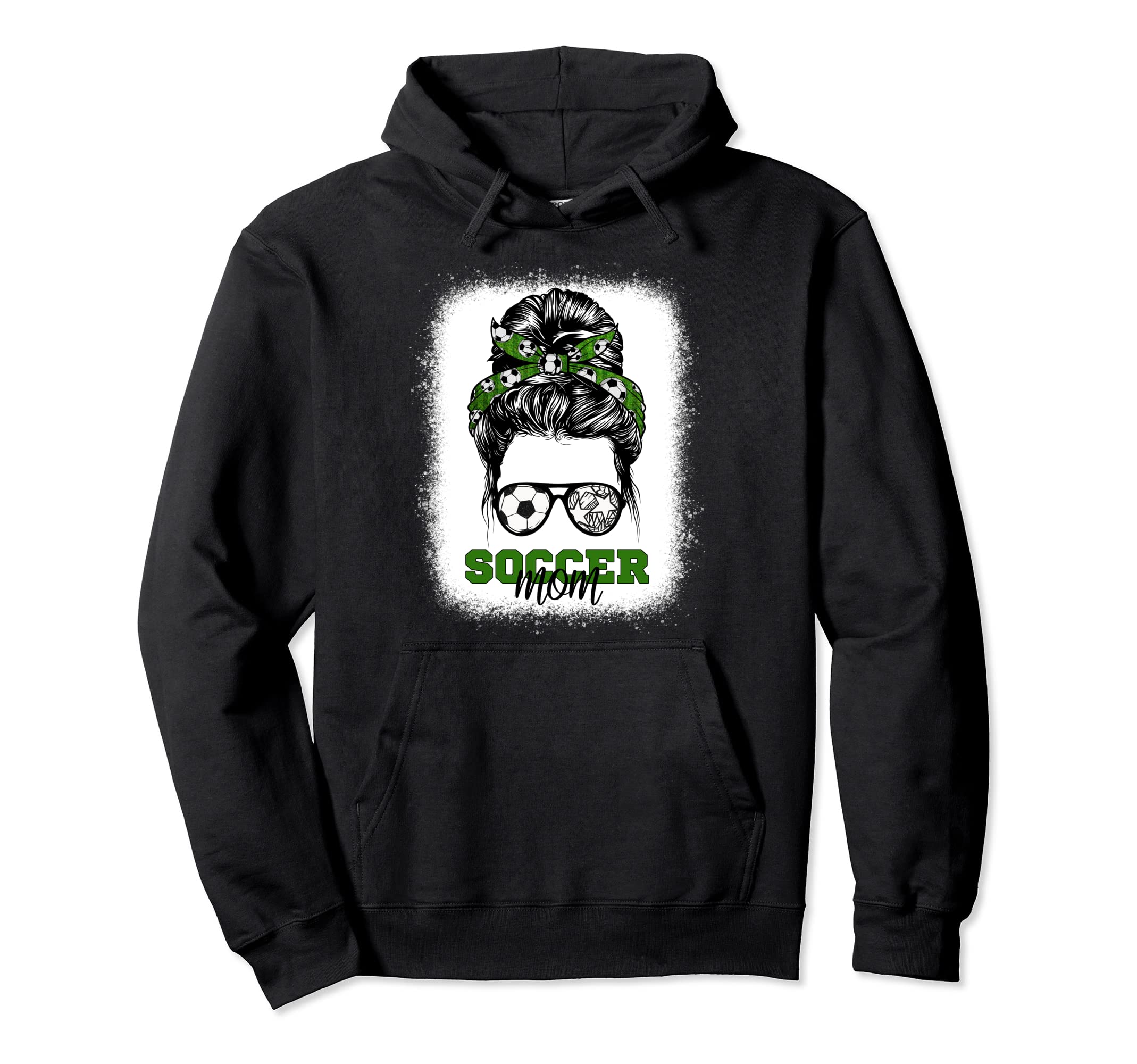 Soccer Mom Bleached Messy Bun Mothers Hoodie - Graphic Print for Adults