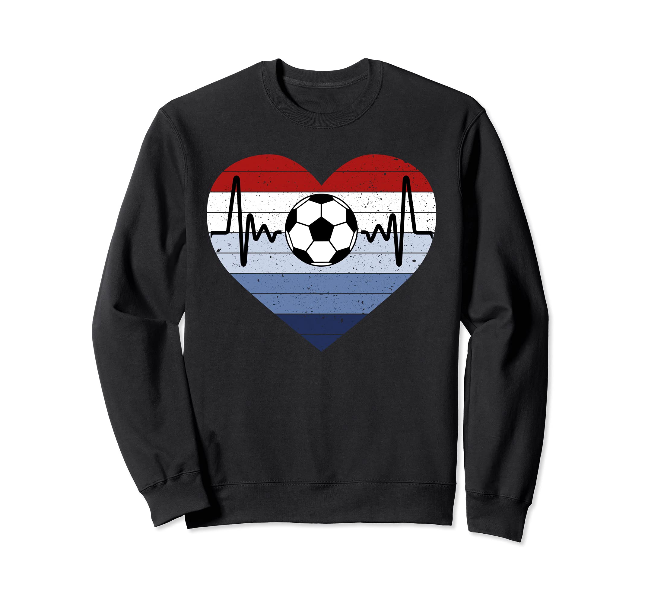 I Love Soccer Red White And Blue Sweatshirt - Graphic Print Men Women