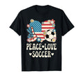 Peace Love Soccer Lover American T-Shirt - Aesthetic Graphic Men Women