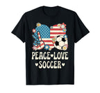 Peace Love Soccer Lover American T-Shirt - Aesthetic Graphic Men Women