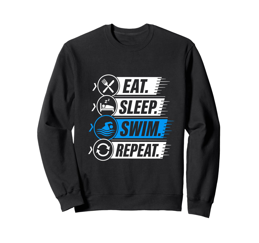 Eat Sleep Swim Repeat Funny Swimming Sweatshirt - Aesthetic Graphic Unisex