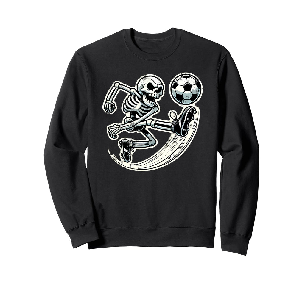 Halloween Skeleton Soccer Player Sweatshirt - Fun Novelty Design Unisex