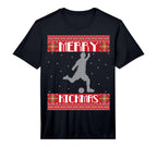 Merry Kickmas Football Player Soccer T-Shirt - Minimalist Print Men Women