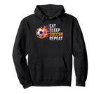 Eat Sleep Soccer Repet Goalie Player Fan Hoodie - Novelty Apparel Unisex