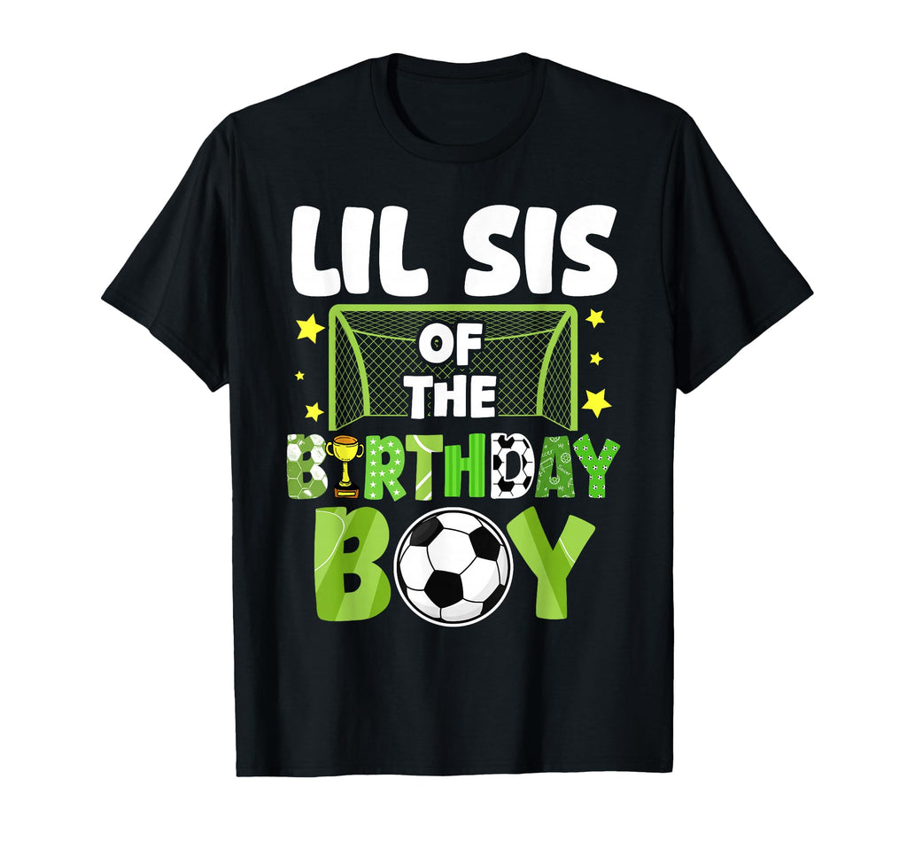 Soccer Lil Sis Birthday Party Family T-Shirt - Graphic Print for Adults