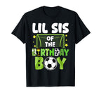 Soccer Lil Sis Birthday Party Family T-Shirt - Graphic Print for Adults