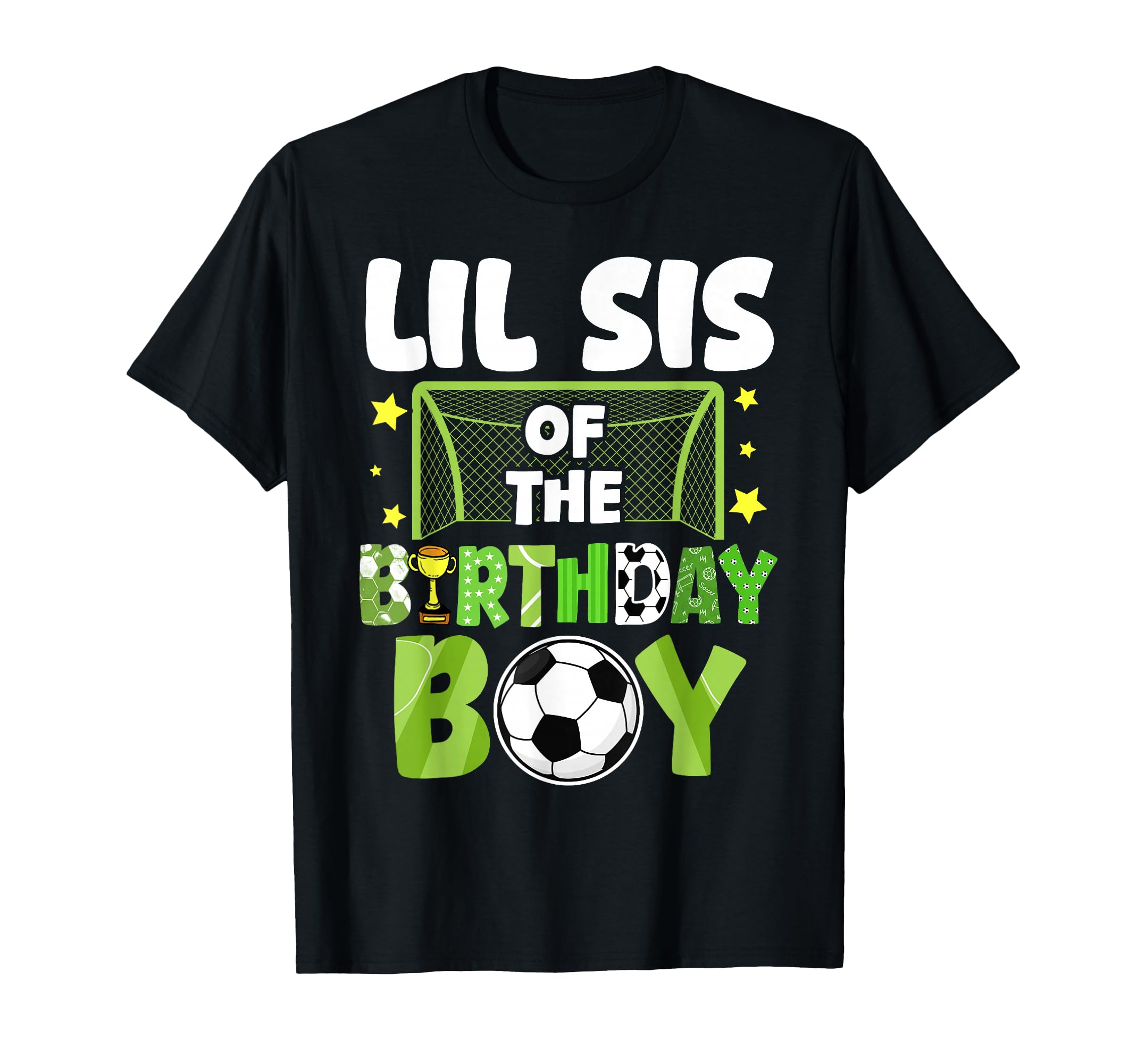 Soccer Lil Sis Birthday Party Family T-Shirt - Graphic Print for Adults