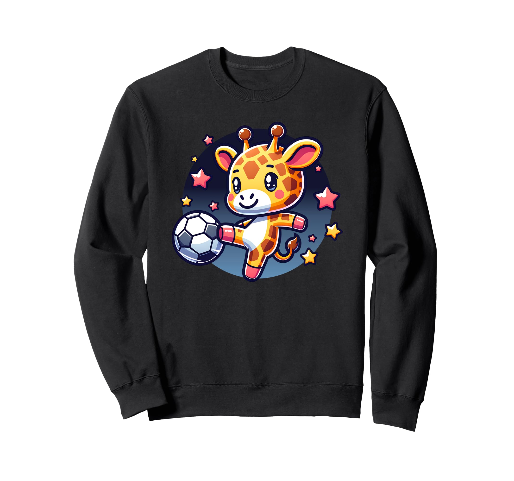 Giraffe Soccer Player Kicking Soccer Ball Sweatshirt - Graphic Print Unisex