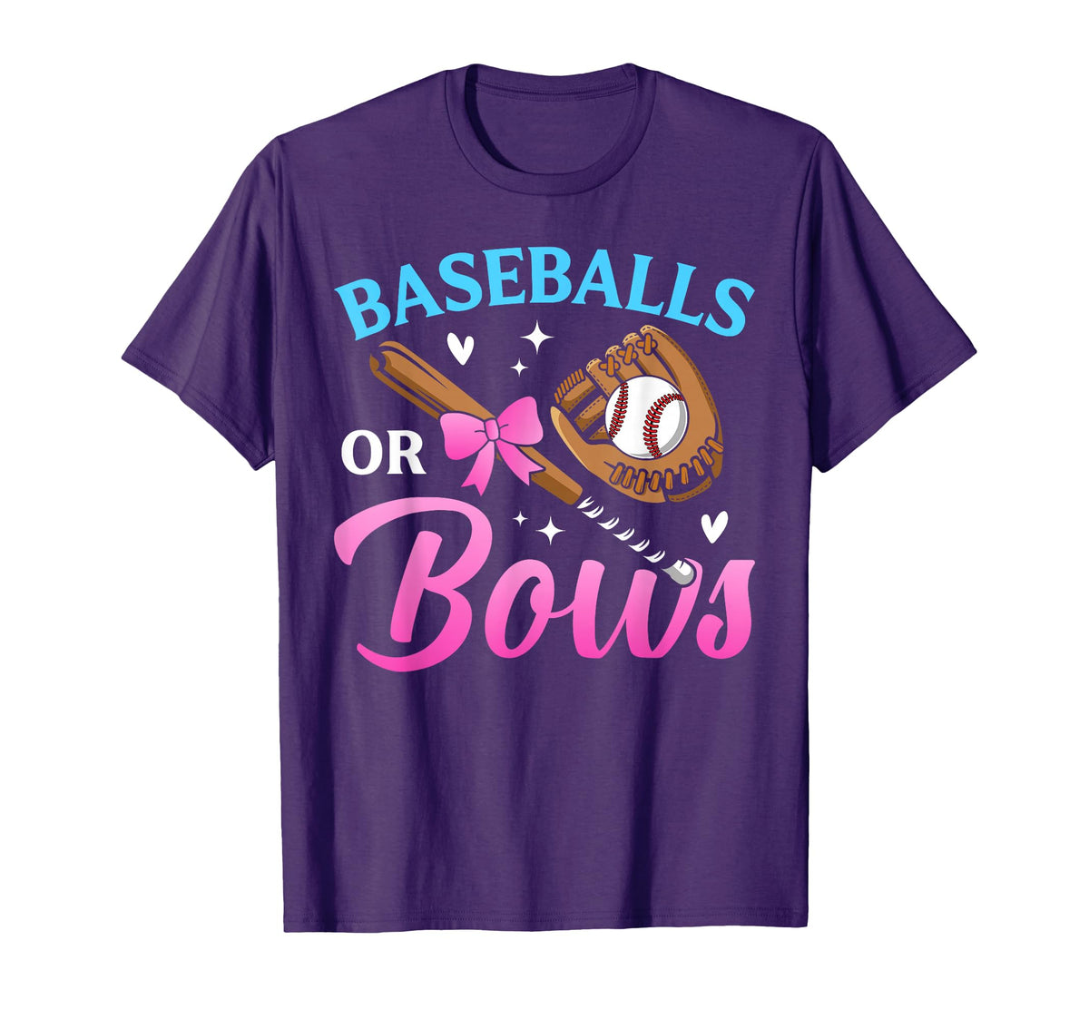 Baseball Or Bows Dad Mom Loves You T-Shirt - Graphic Print for Adults