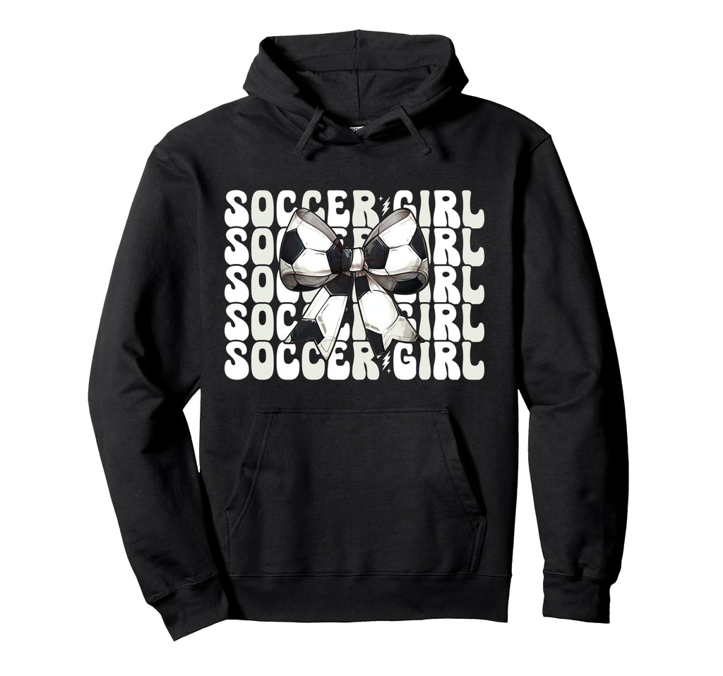 Womens Coquette Bow Ribbon Soccer Player Hoodie - Graphic Print for Adults