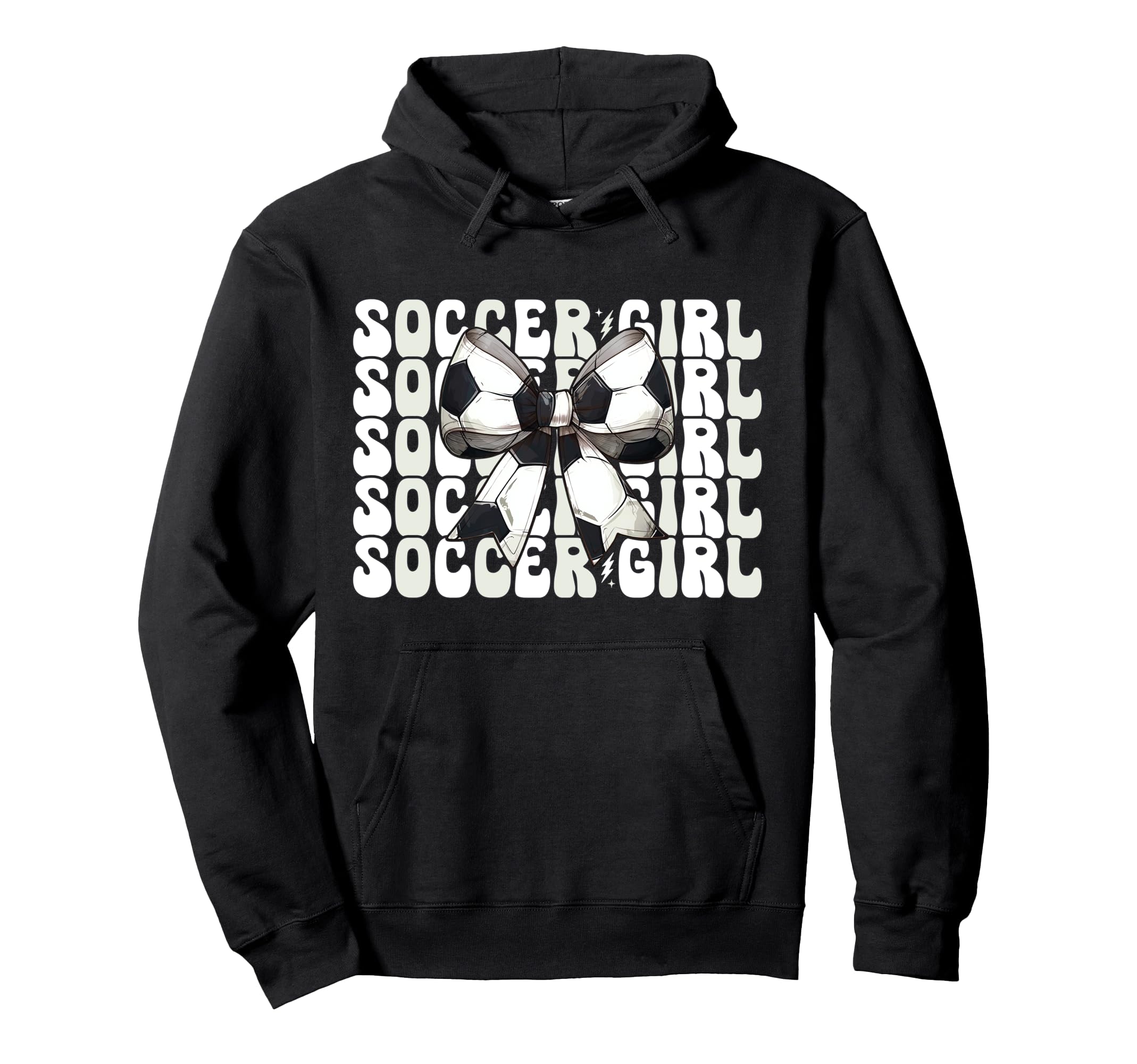 Womens Coquette Bow Ribbon Soccer Player Hoodie - Graphic Print for Adults