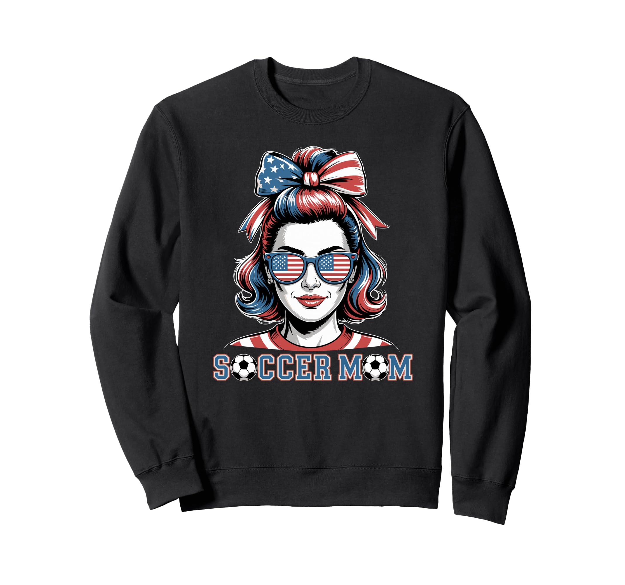 Patriotic Soccer Mom American Sweatshirt - Fun Novelty Design Men Women