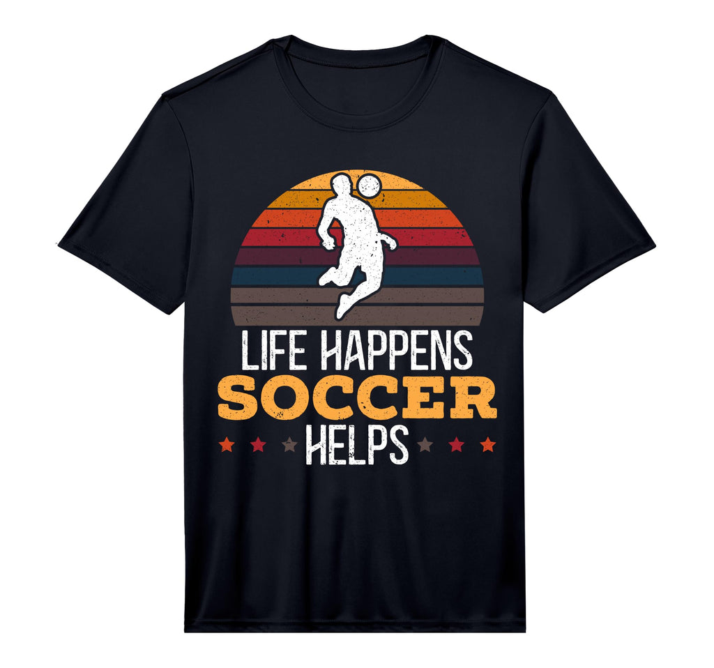 Mens Life Happens Soccer Helps T-Shirt - Aesthetic Graphic for Adults