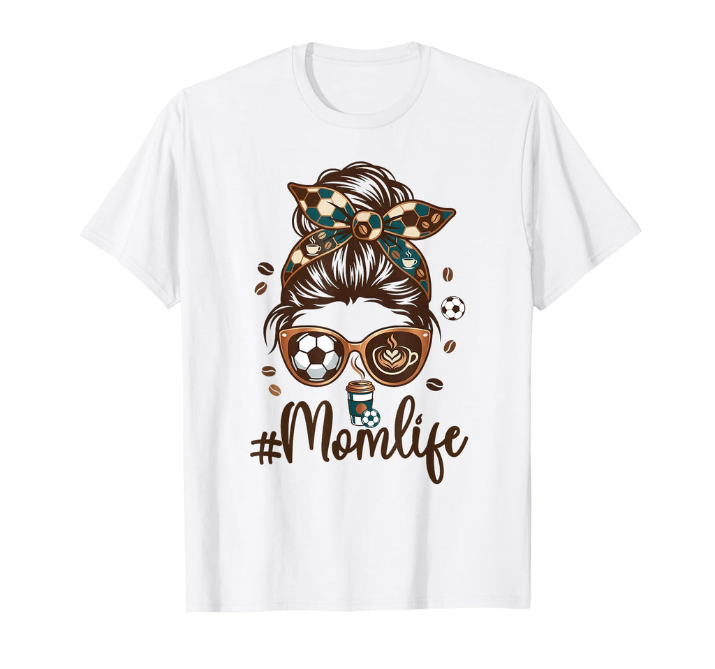 Soccer Mom Coffee Lover Messy Bun Game T-Shirt - Trendy Graphic Men Women