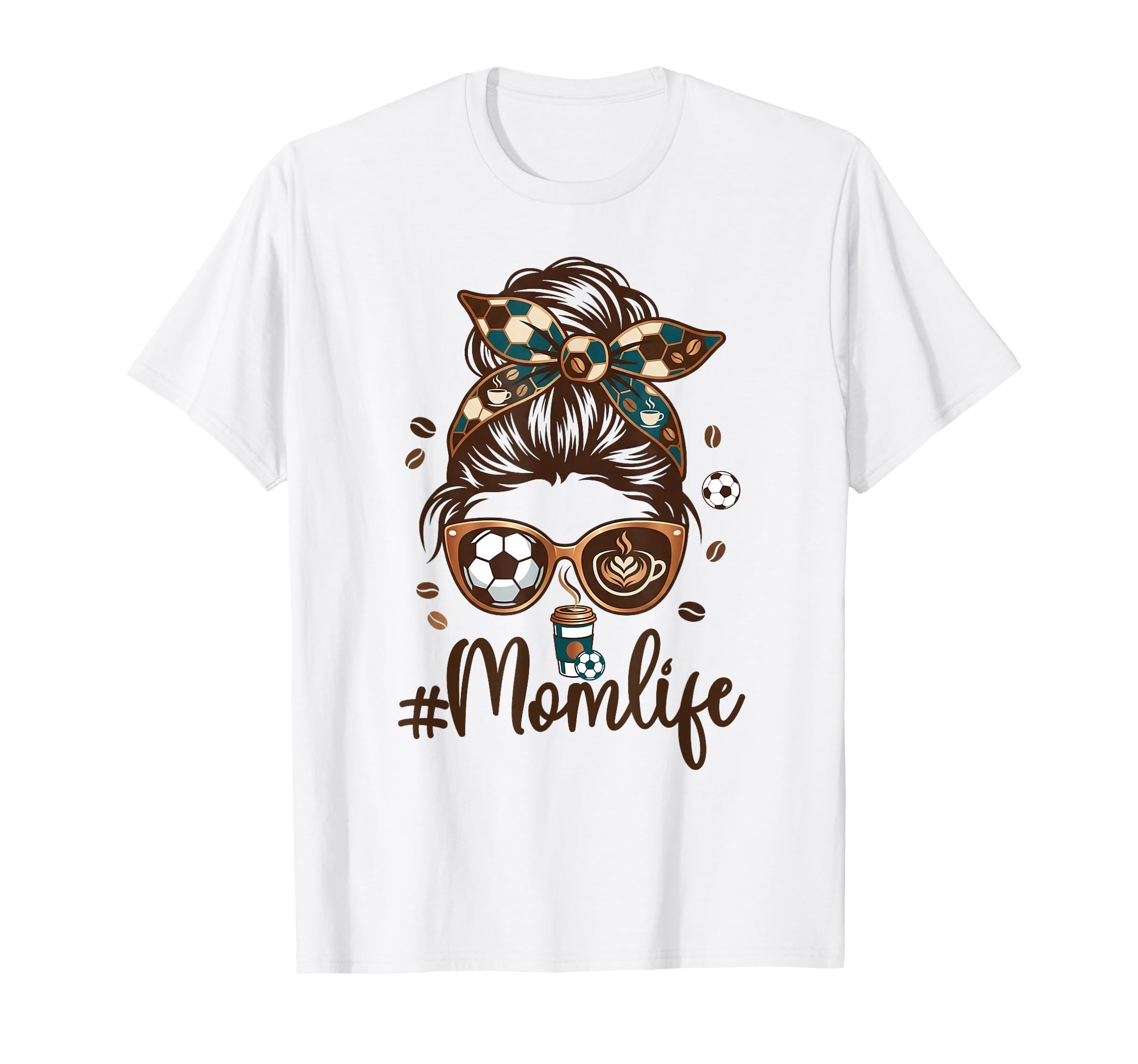 Soccer Mom Coffee Lover Messy Bun Game T-Shirt - Trendy Graphic Men Women