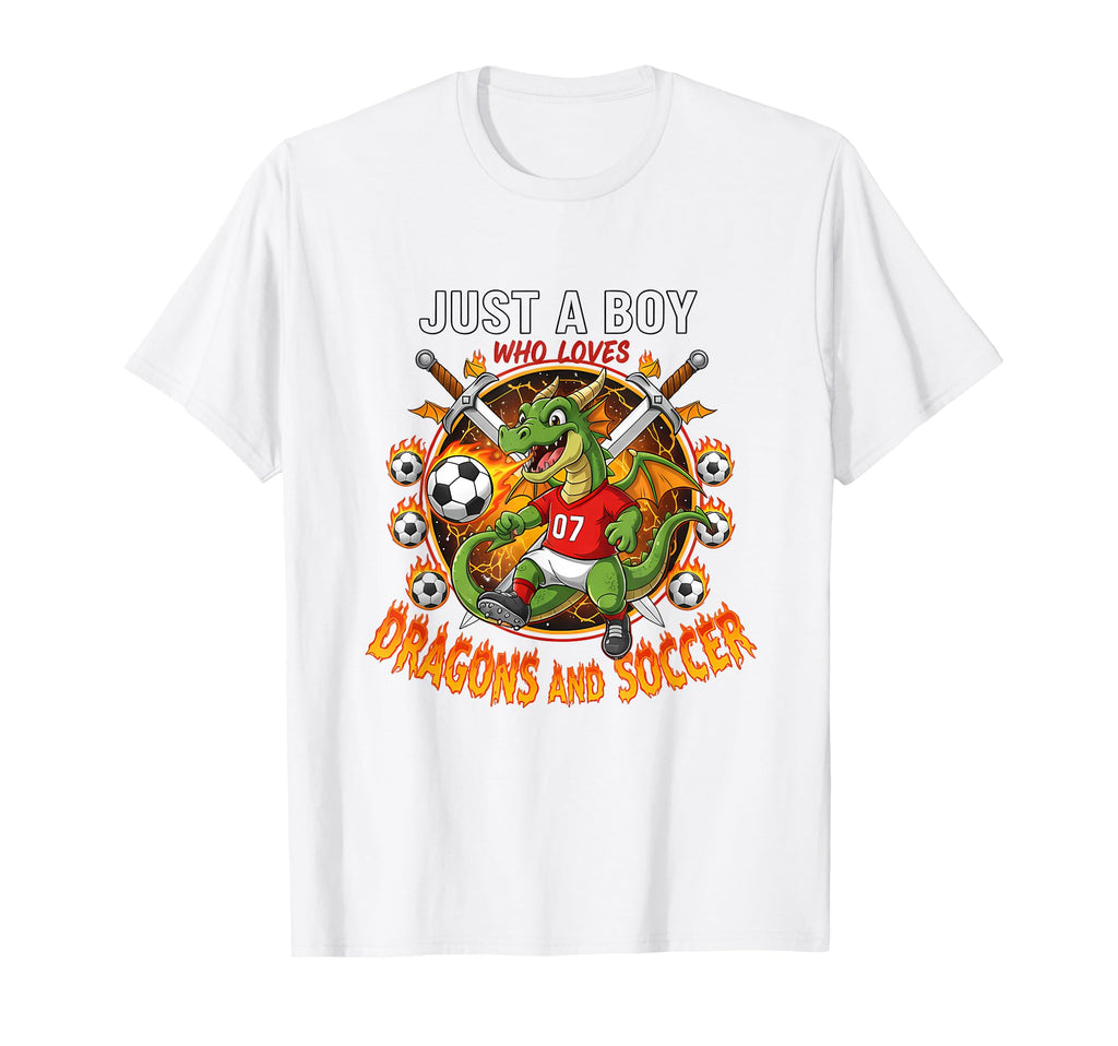 Just Who Loves Dragons And Soccer T-Shirt - Custom Art Print Men Women