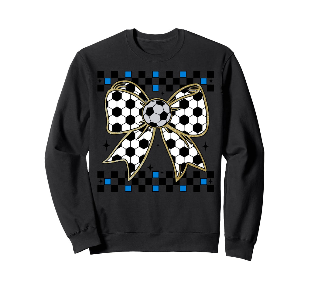 Soccer Bow Checkered Ribbon Gift Sports Hoodie - Graphic Print Men Women