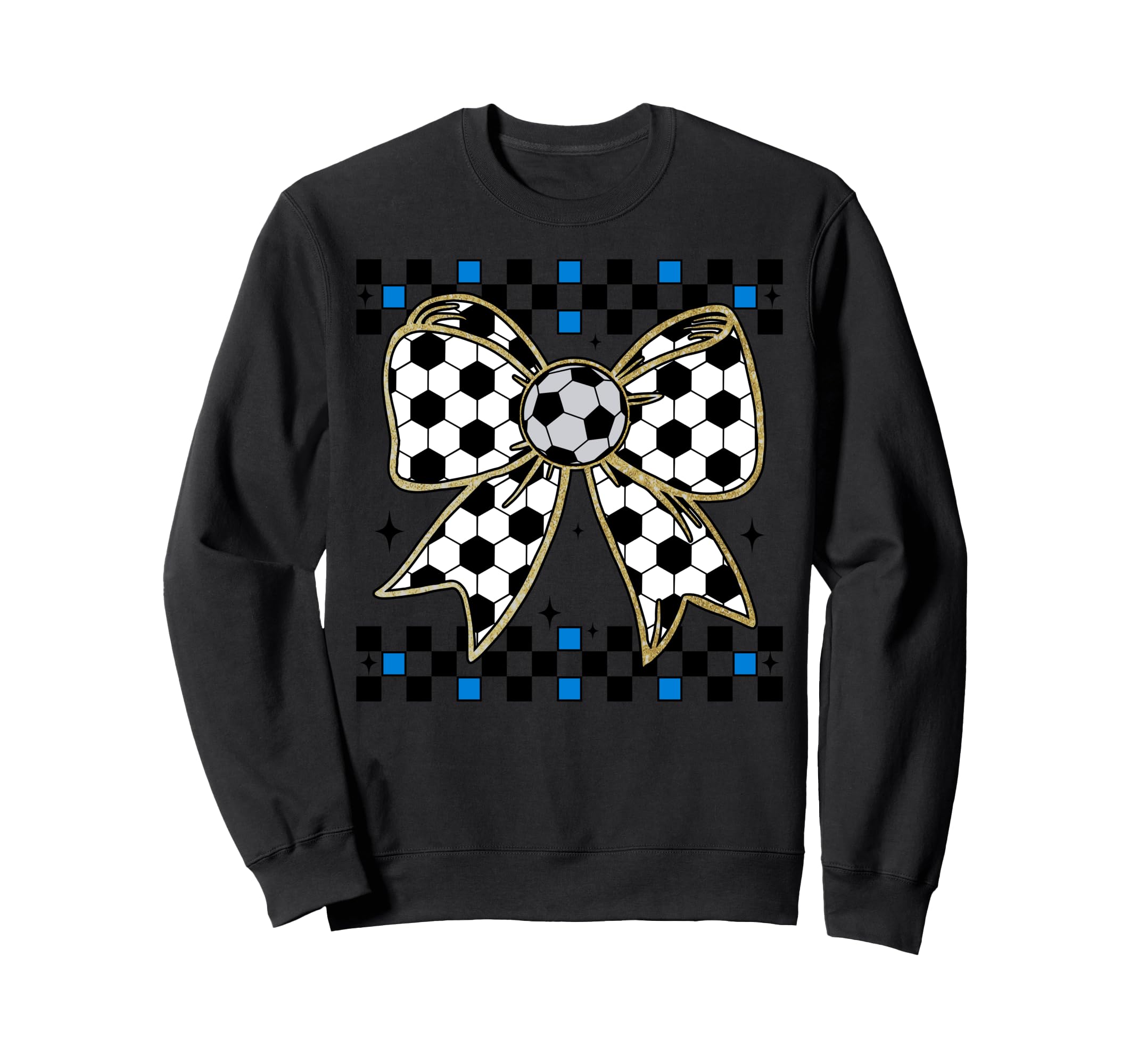 Soccer Bow Checkered Ribbon Gift Sports Hoodie - Graphic Print Men Women
