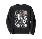 This Runs Jesus And Soccer Player Sweatshirt - Unique Graphic Men Women