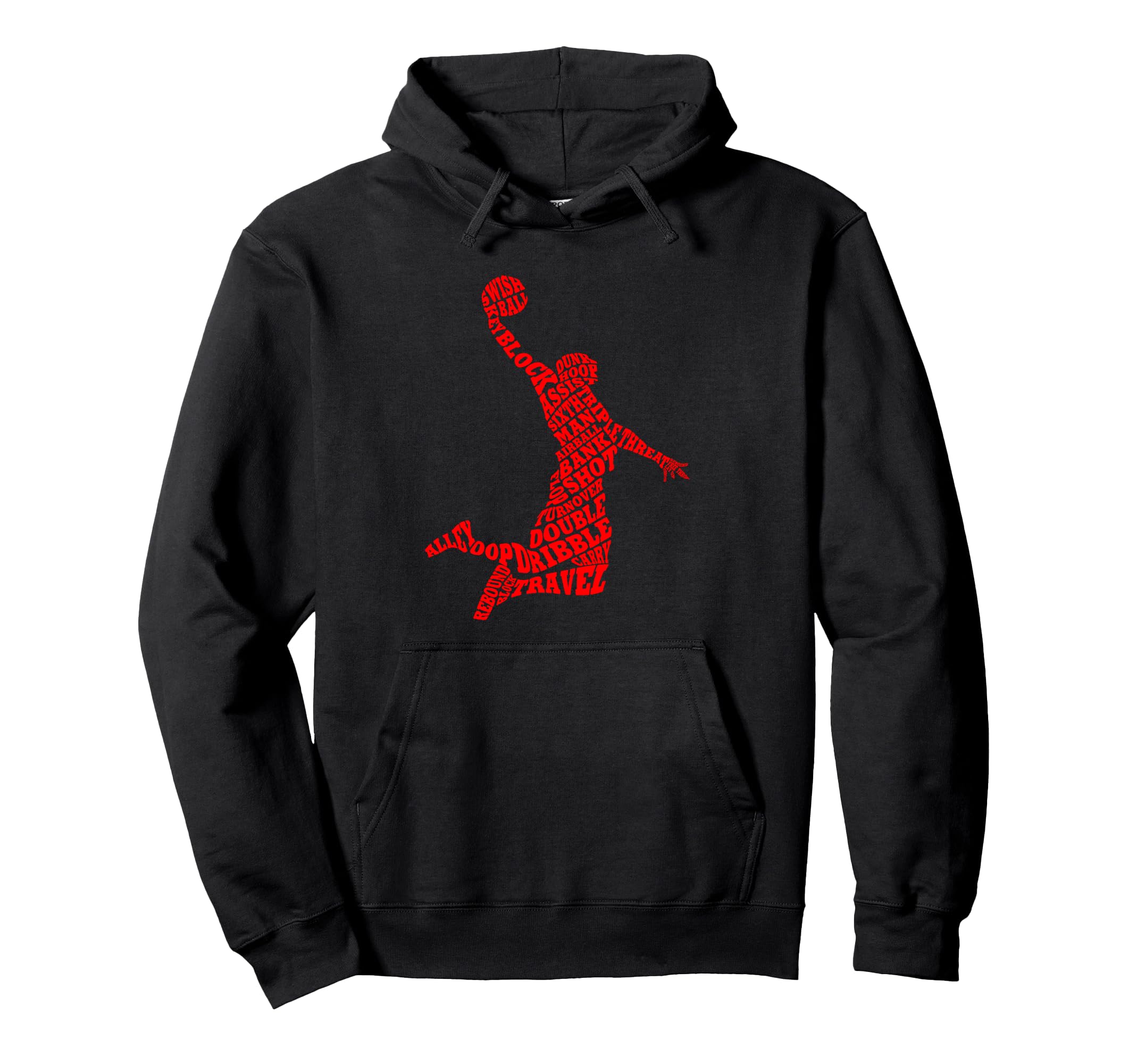 Basketball Player Typography Word Art Hoodie - Streetwear Style for Adults