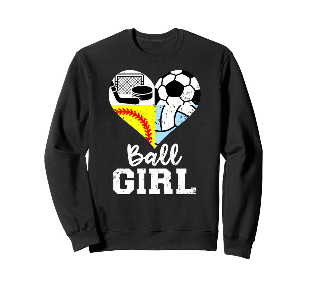 Ball Heart Soccer Softball Sweatshirt - Custom Art Print for Adults