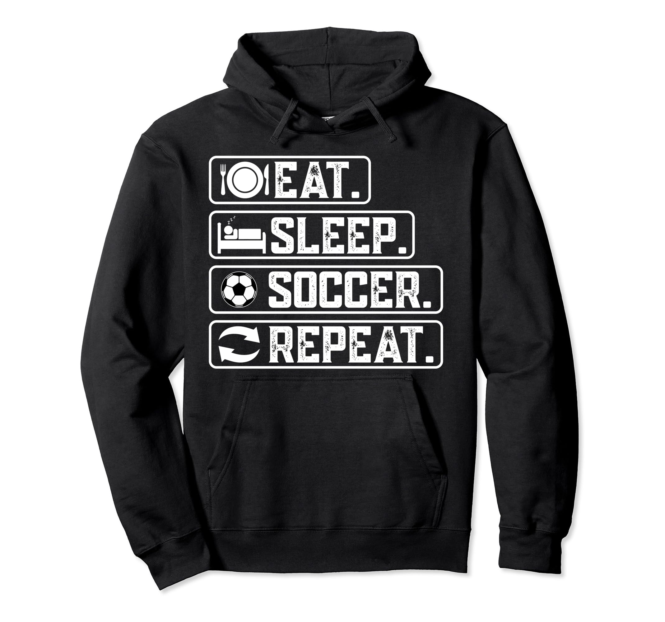 Eat Sleep Soccer Repeat Sport Player Hoodie - Trendy Graphic for Adults