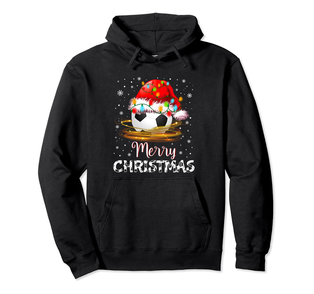 Pajama Santa Hat Soccer Ball Hoodie - Minimalist Print for Adults