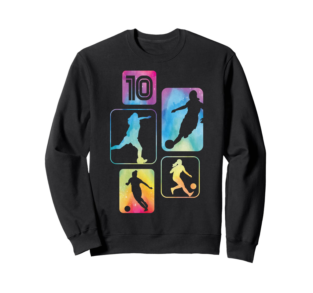 10Th Birthday Soccer Player Football Sweatshirt - Aesthetic Graphic Unisex