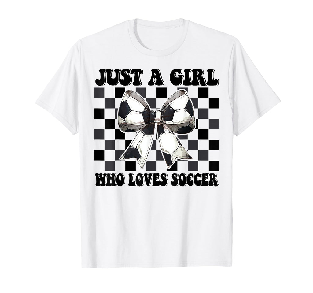 Just Who Loves Soccer Coquette Bow T-Shirt - Streetwear Style Unisex