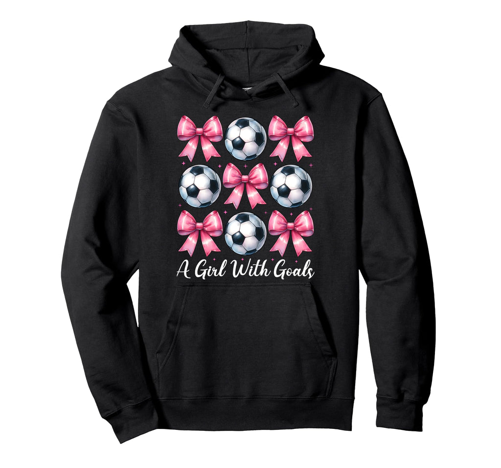 Goals Soccer Coquette Bow Hoodie - Trendy Graphic for Adults