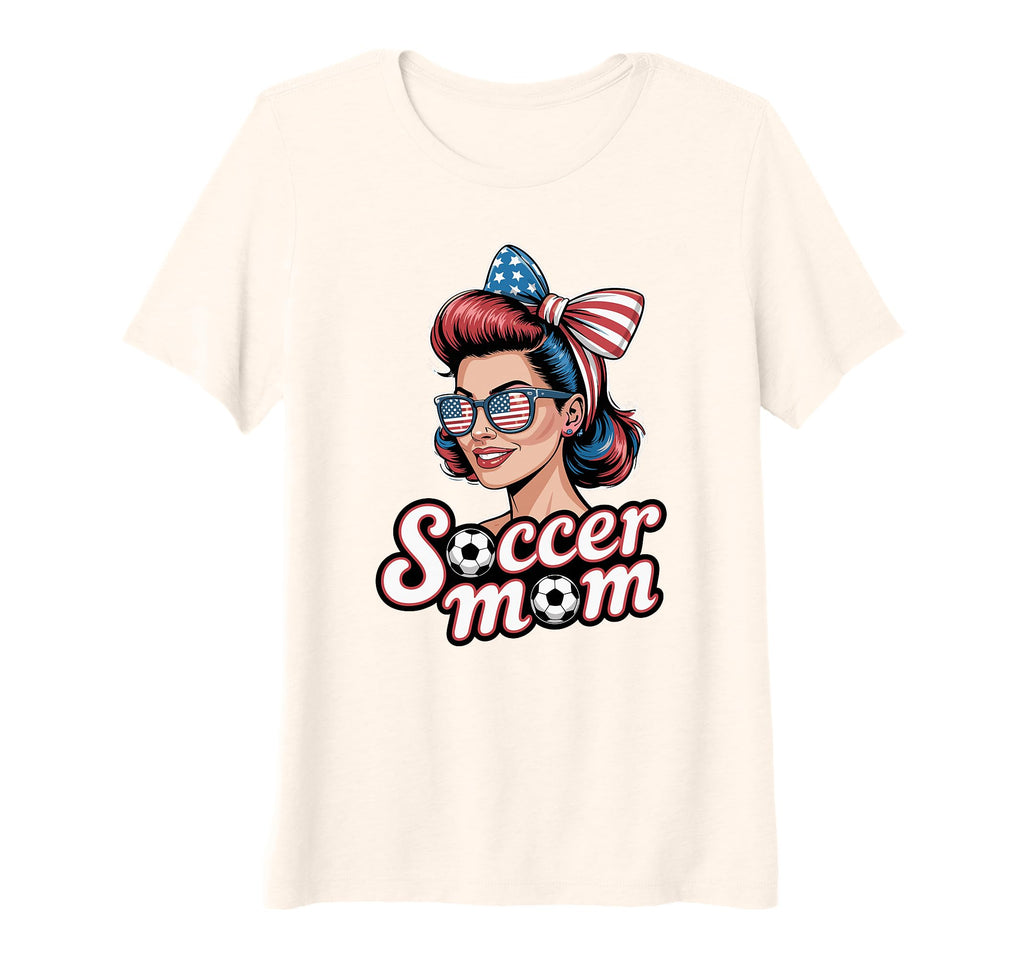 Womens Patriotic Soccer Mom T-Shirt - Casual Everyday Wear for Adults