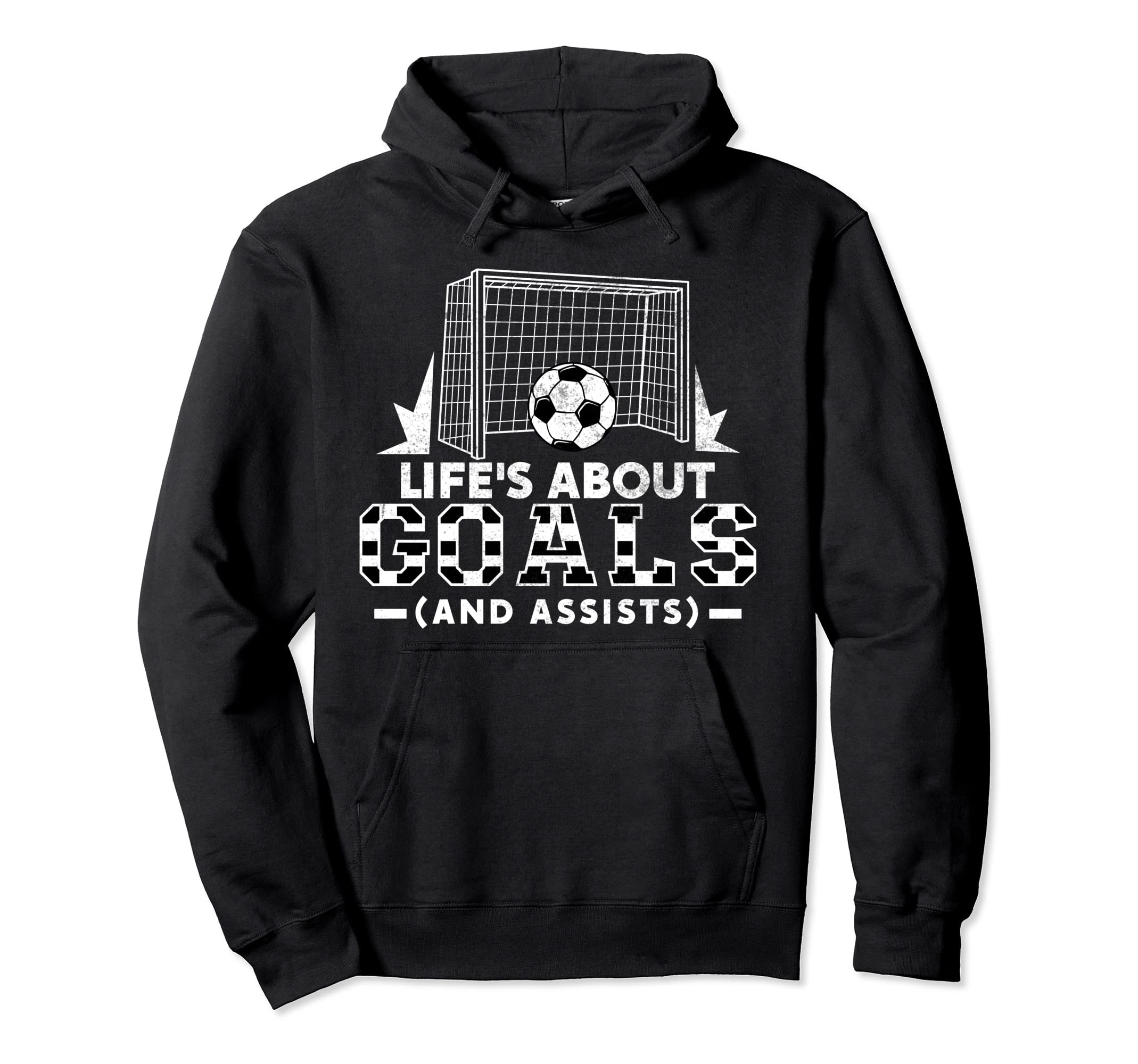 Lifes About Goals And Assists Soccer Hoodie - Graphic Print Men Women