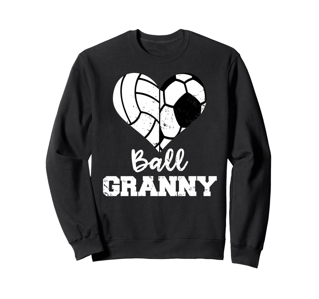 Ball Granny Heart Funny Soccer Sweatshirt - Unique Graphic Men Women
