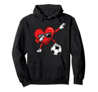 Dabbing Heart Dab Valentines Day Soccer Hoodie - Unique Graphic for Adults