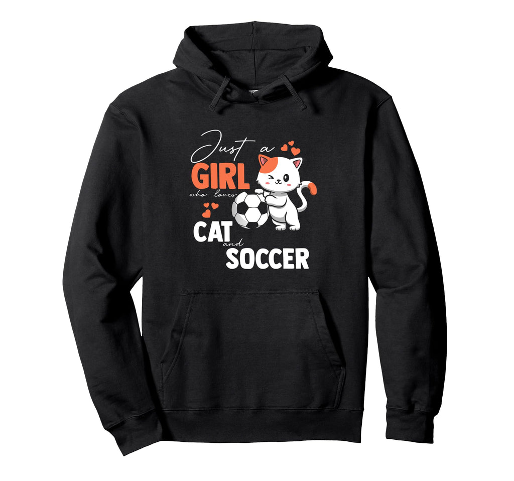 Just Who Loves Cats And Soccer Hoodie - Minimalist Print Men Women