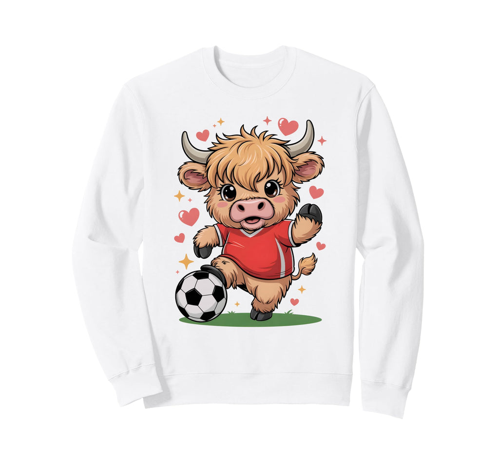 Kawaii Soccer Cow Just Who Loves Sweatshirt - Minimalist Print for Adults