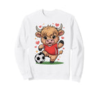 Kawaii Soccer Cow Just Who Loves Sweatshirt - Minimalist Print for Adults