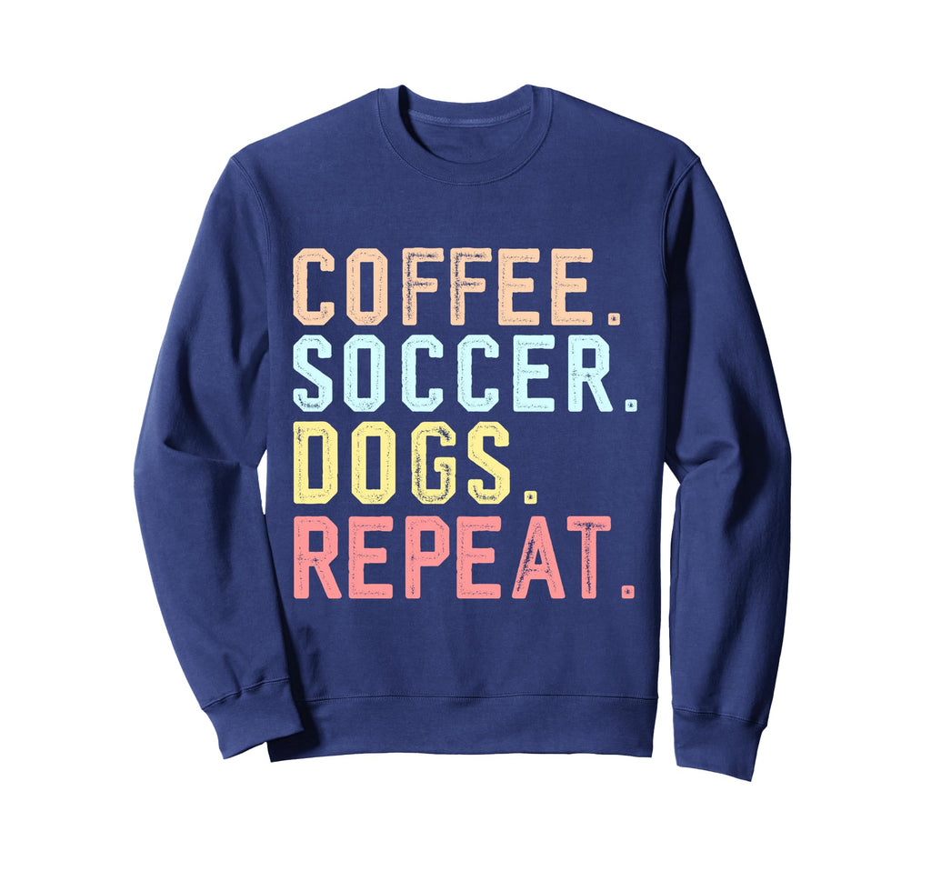 Funny Coffee And Dogs Soccer Sweatshirt - Minimalist Print for Adults
