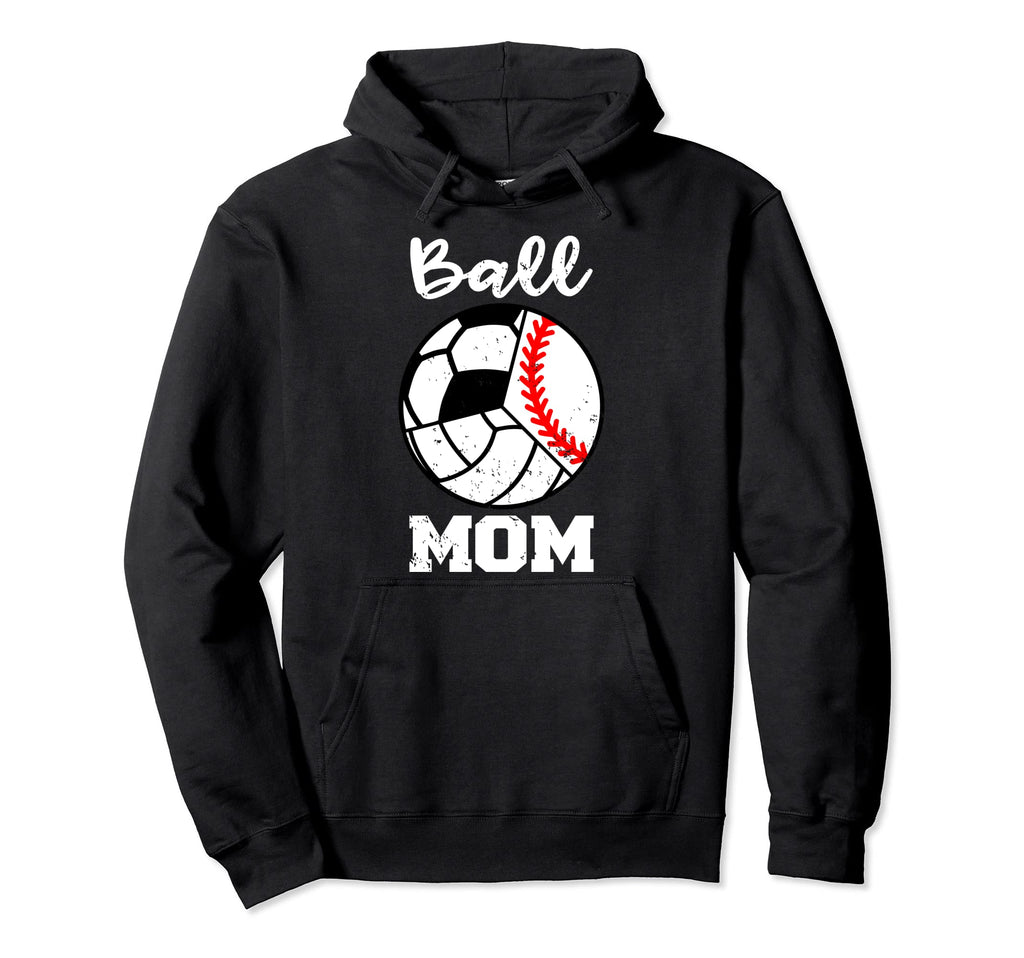 Ball Mom Funny Baseball Volleyball Soccer Hoodie - Minimalist Print Unisex