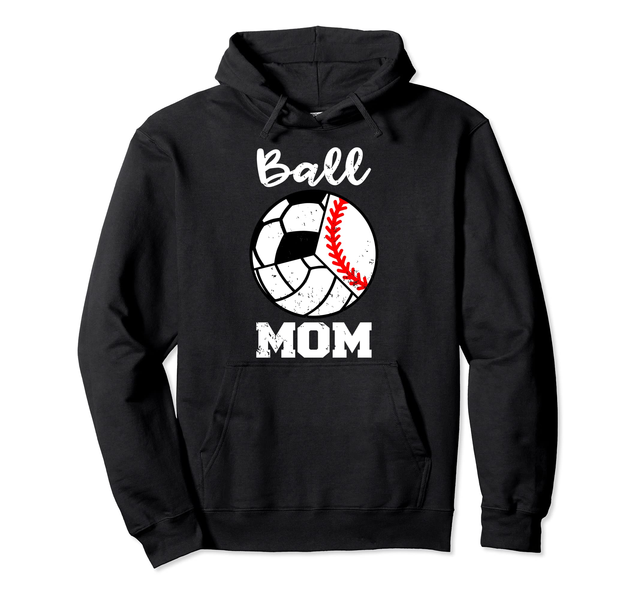 Ball Mom Funny Baseball Volleyball Soccer Hoodie - Minimalist Print Unisex